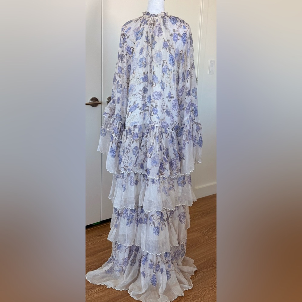 Floral Maxi Dress in Purple and Cream - Picture 3 of 15